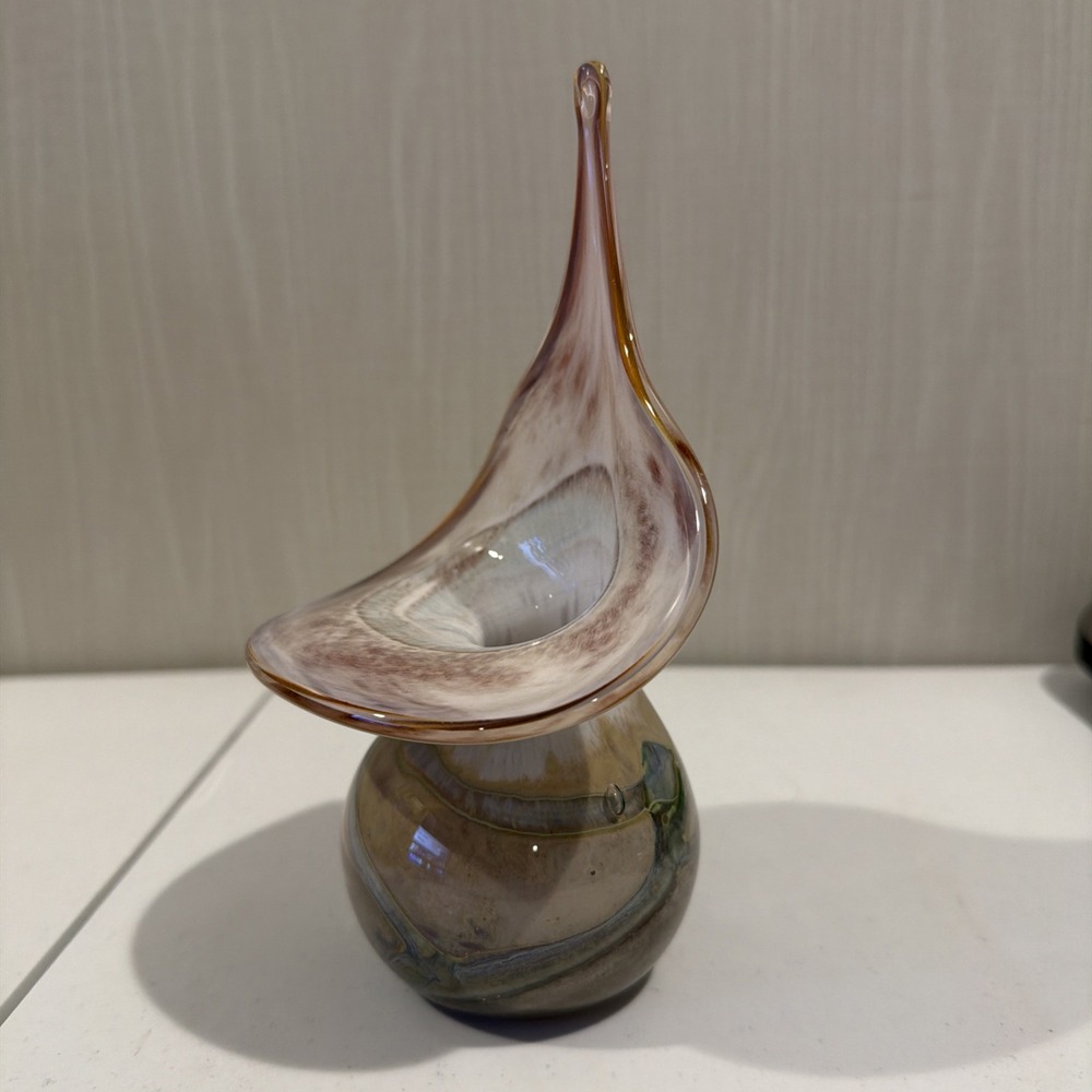 Vtg RARE Mtarfa Glassblowers Malta Signed Jack In The Pulpit Vase Valletta Glass - Picture 2 of 9